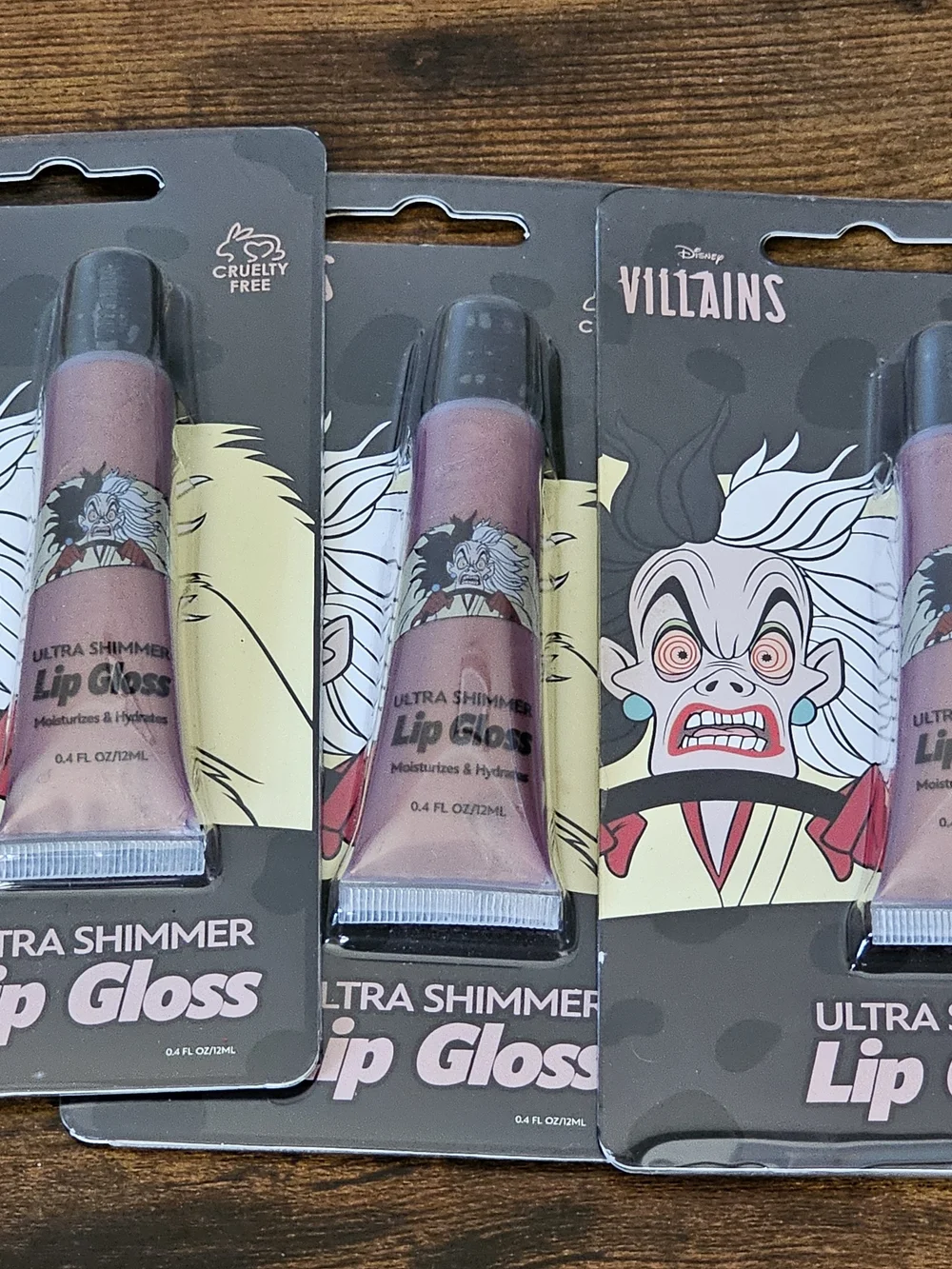 NWT Disney Villains Ultra Shimmer Lip Gloss - 3 Pack